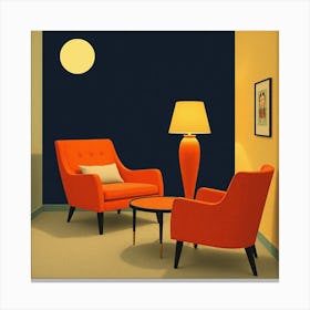 Orange Chairs In A Room Canvas Print