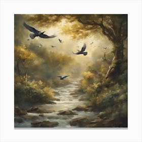 Crows In The Forest Canvas Print