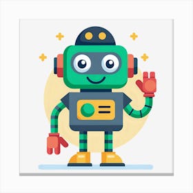 Cute Robot Cartoon Cutout Animation Canvas Print