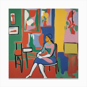 Matisse Style Woman Sitting In A Chair 1 Canvas Print