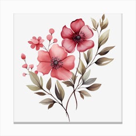 Pink Flowers On A Black Background 2 Canvas Print