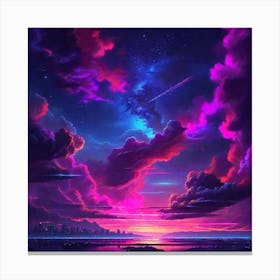 Leonardo Diffusion Xl Sky In Light Neon Night 0 Canvas Print