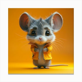 Cute Mouse In Yellow Jacket Canvas Print