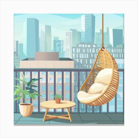 Balcony With Wicker Chair Canvas Print