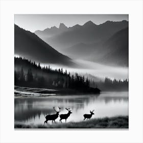 Deer In The Mist Canvas Print