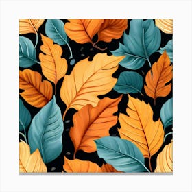 Autumn Leaves Seamless Pattern 17 Canvas Print