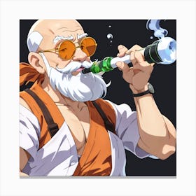 Old Man Smoking A Pipe Canvas Print