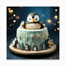 Firefly Adorable Penguin Themed Cake With Festive Wintry Accents 51391 (2) Canvas Print