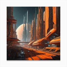 Futuristic City Orange III Canvas Print