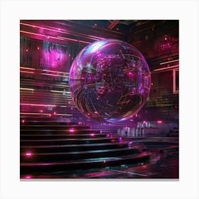 Sphere Auditorium Design, Cyberpunk Styled, Isolated View, Canvas Print