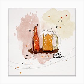 Watercolor Illustration Of Beer Canvas Print