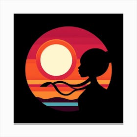 Silhouette Of A Woman At Sunset 2 Canvas Print