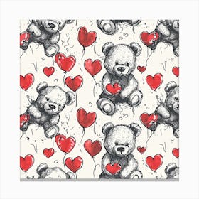 Teddy Bears With Hearts Canvas Print