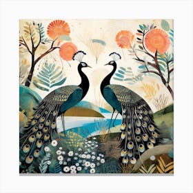 Bird In Nature Peacock 3 Canvas Print