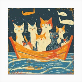 Cats In A Boat 1 Canvas Print