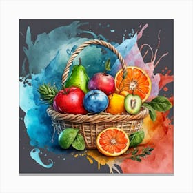 A basket full of fresh and delicious fruits and vegetables Canvas Print
