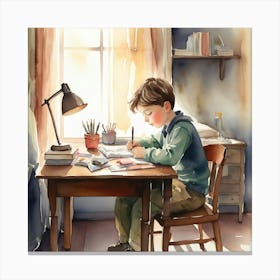 Boy At Desk 1 Canvas Print