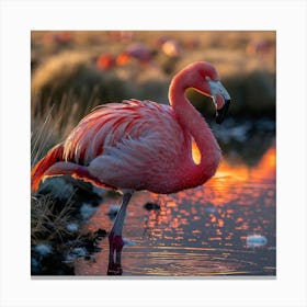 Flamingo At Sunset 9 Canvas Print