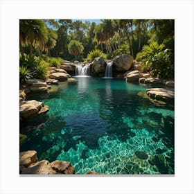 Waterfall In A Tropical Garden 2 Canvas Print