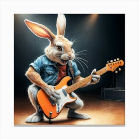 Rabbit Playing Guitar 10 Canvas Print