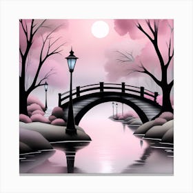 Sakura Bridge Landscape 2 Canvas Print