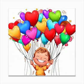 Happy Boy With Balloons Canvas Print