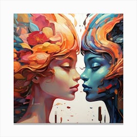 Two Women Kissing Canvas Print