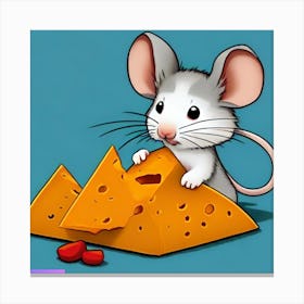 Pop Art Print | Mouse Next To Cheese Pyramid Canvas Print