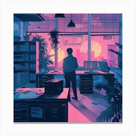 Man In An Office Canvas Print