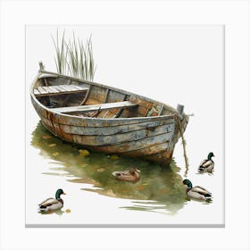 Springtime-Duck-Pond-Clipart.5 Canvas Print