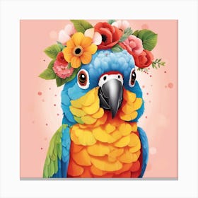 Floral Baby Parrot Nursery Illustration (22) Canvas Print