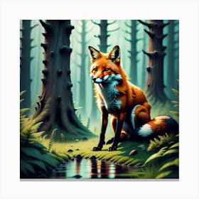 Fox In The Forest 71 Canvas Print