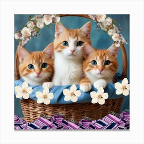 1000014684 three cats in a basket Canvas Print