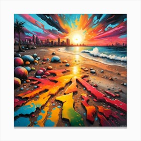 A Kaleidoscope of Colorful Sands Under The Sunset Skyline 1 Canvas Print