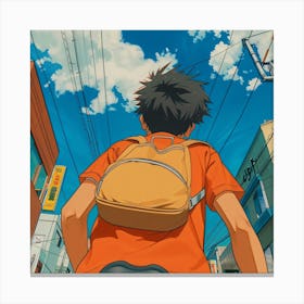 Anime Boy With Backpack Canvas Print