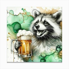 Raccoon With A Beer Canvas Print