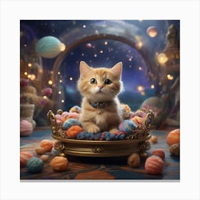 Cat In A Basket Canvas Print