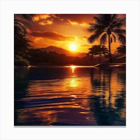 Sunset At The Pool Canvas Print