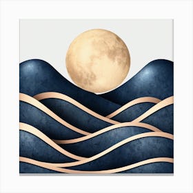 Moon And Waves 62 Canvas Print