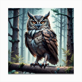 Owl In The Forest 76 Canvas Print