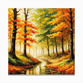 Forest In Autumn In Minimalist Style Square Composition 224 Canvas Print