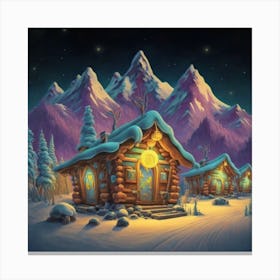 Mountain village snow wooden 6 21 Canvas Print