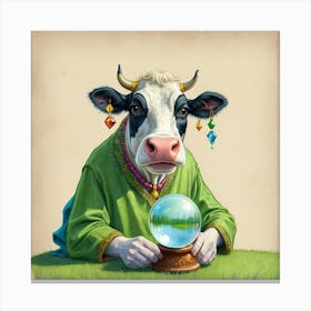 Cow With A Crystal Ball 3 Canvas Print