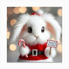 Cute Bunny In A Christmas Costume Canvas Print