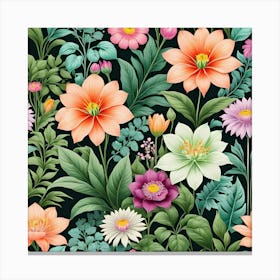 Floral Seamless Pattern 30 Canvas Print