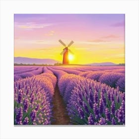 Lavender Field At Sunset 1 Canvas Print