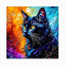 Black Cat Painting Canvas Print