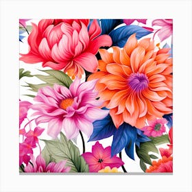 Marion7114 Large Vibrant Flowers White Background Repeating Pat 4437df5b 64da 4b1c 8d7c 1136e4838cd4 Canvas Print
