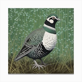 Ohara Koson Inspired Bird Painting Partridge 2 Square Canvas Print