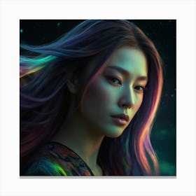 Girl With Colorful Hair 4 Canvas Print